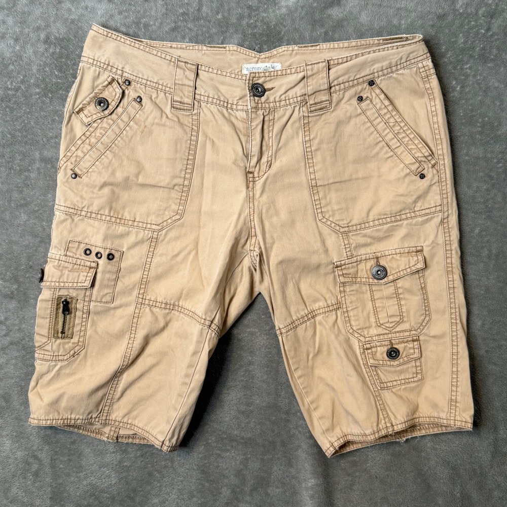 Vintage y2k Aeropostale Cargo Utility Bermuda Shorts Womens 9/10 Cotton FLAW
